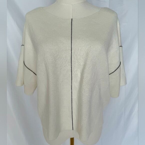 Max Studio Sweaters - Max Studio Ivory Cream Knit Short Sleeve Sweater